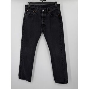 Levis 501 Mens Jeans W33 L32 Original Fit Straight Leg Black Denim 00501-0660